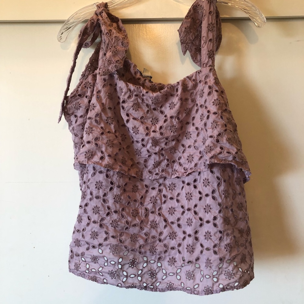 AEO eyelet tie shoulder lavender top size 2X